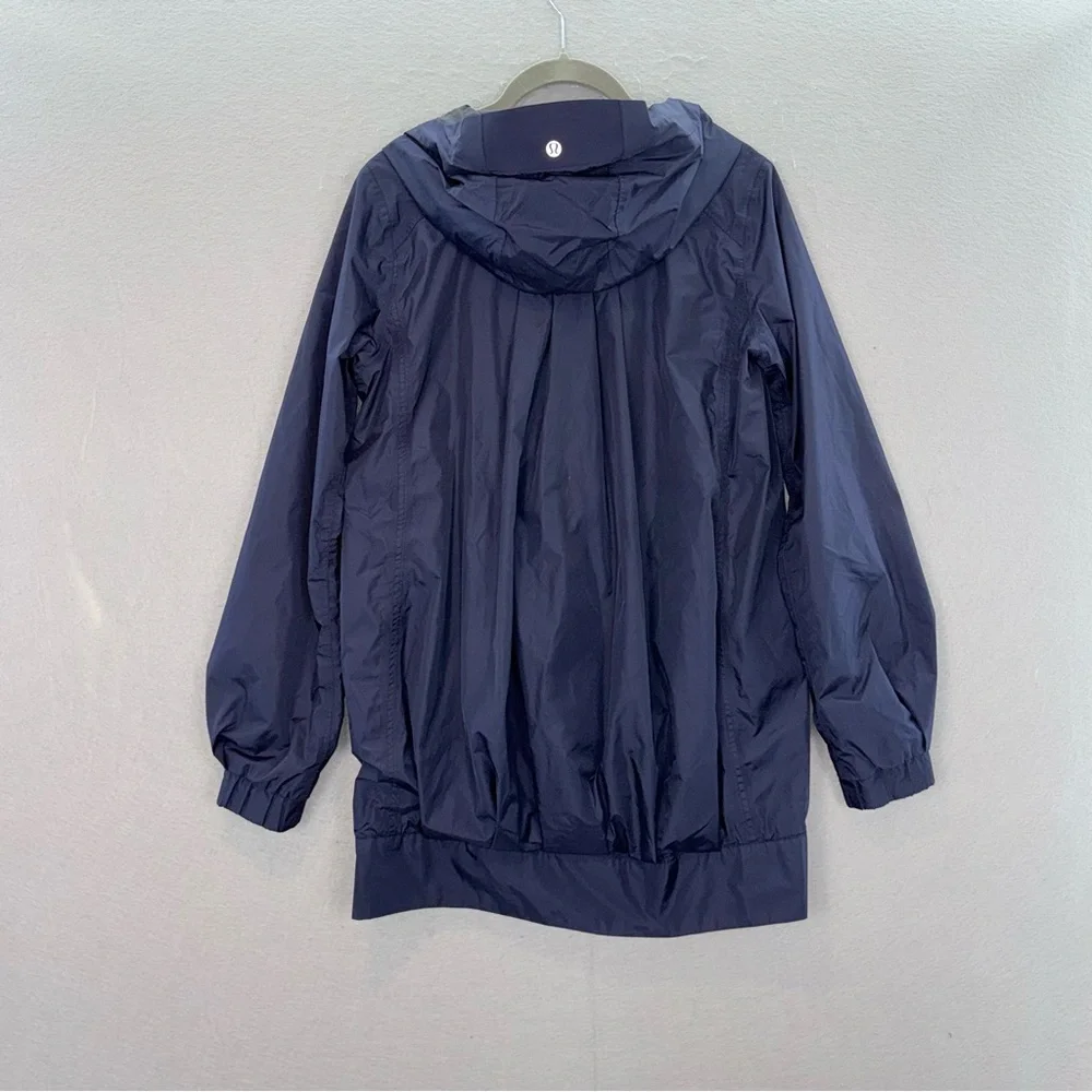 Lululemon - women’s navy No rain No Gain jacket hooded full zip up raincoat SZ 4